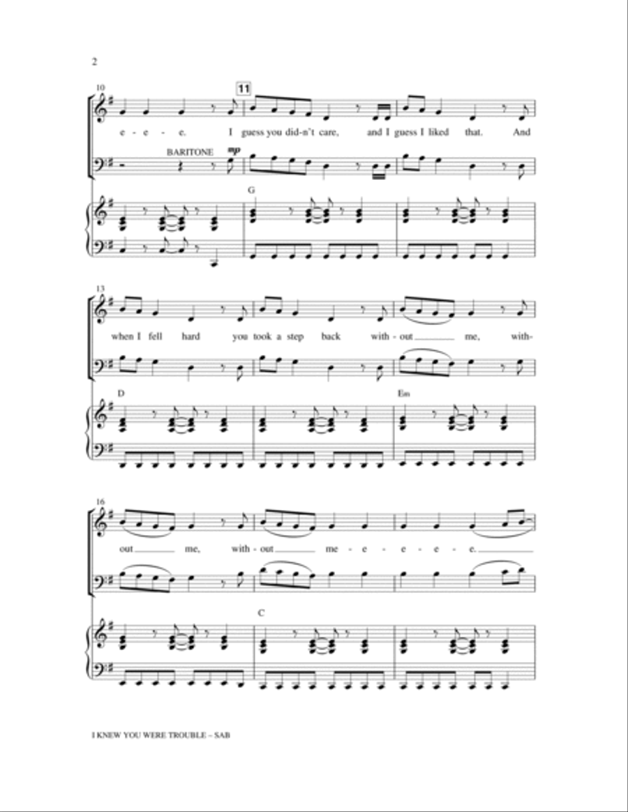 I Knew You Were Trouble. I Knew You Were Trouble. 3-Part scores gallery preview page 2
