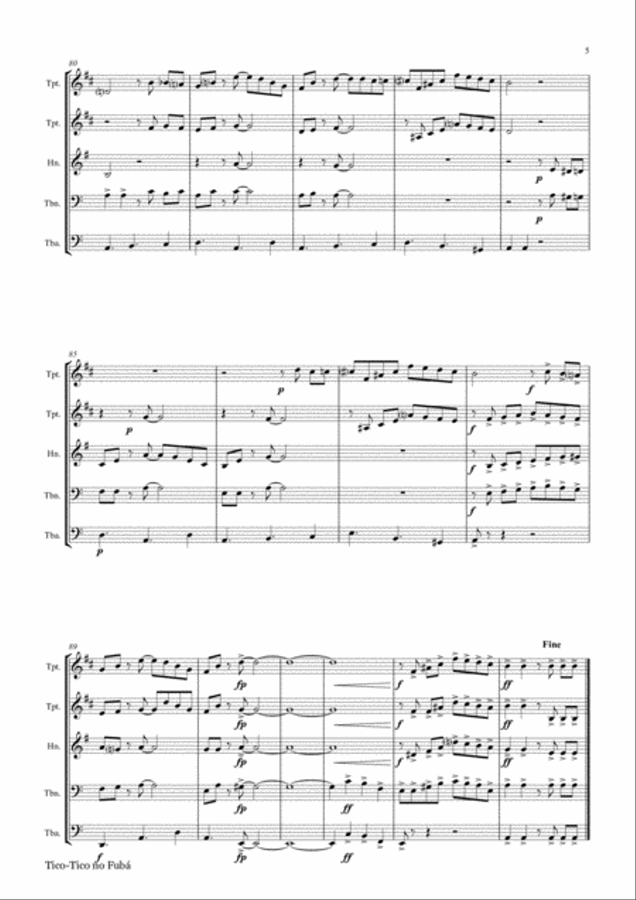 Tico-Tico no Fubá - Choro - Brass Quintet Brass Quintet scores gallery preview page 6