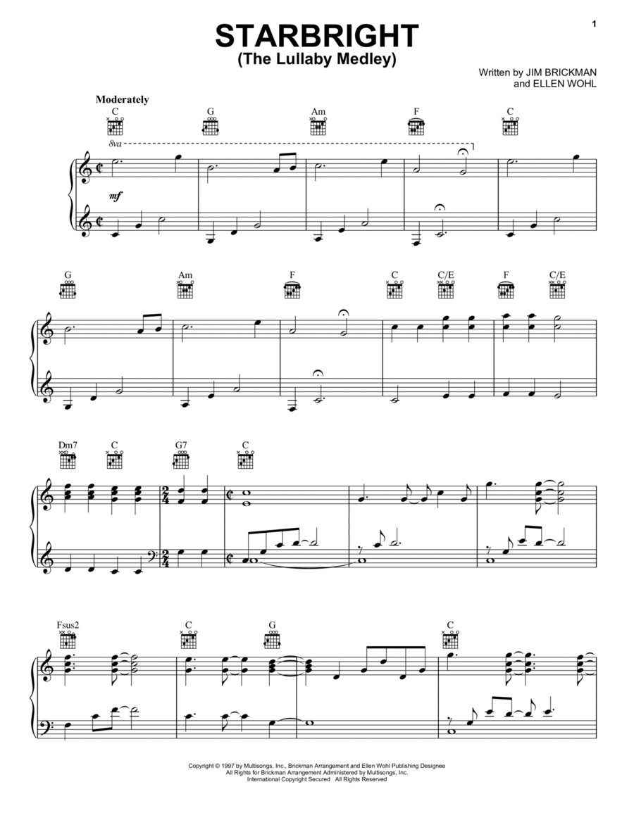 Starbright Piano, Vocal, Guitar scores gallery preview page 1