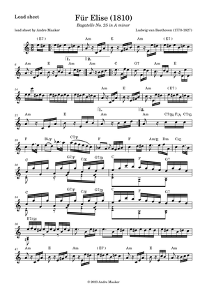Ludwig van Beethoven - Für Elise - lead sheet