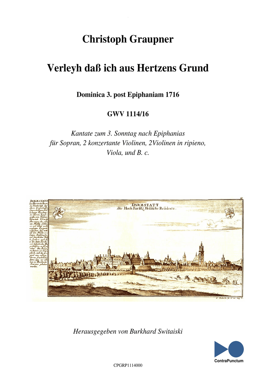 Graupner Christoph Cantata Verleyh daß ich aus Hertzens Grund GWV 1114/16 Small Ensemble scores gallery preview page 1