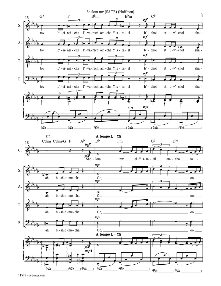 Shalom Rav Shalom Rav 4-Part scores gallery preview page 3