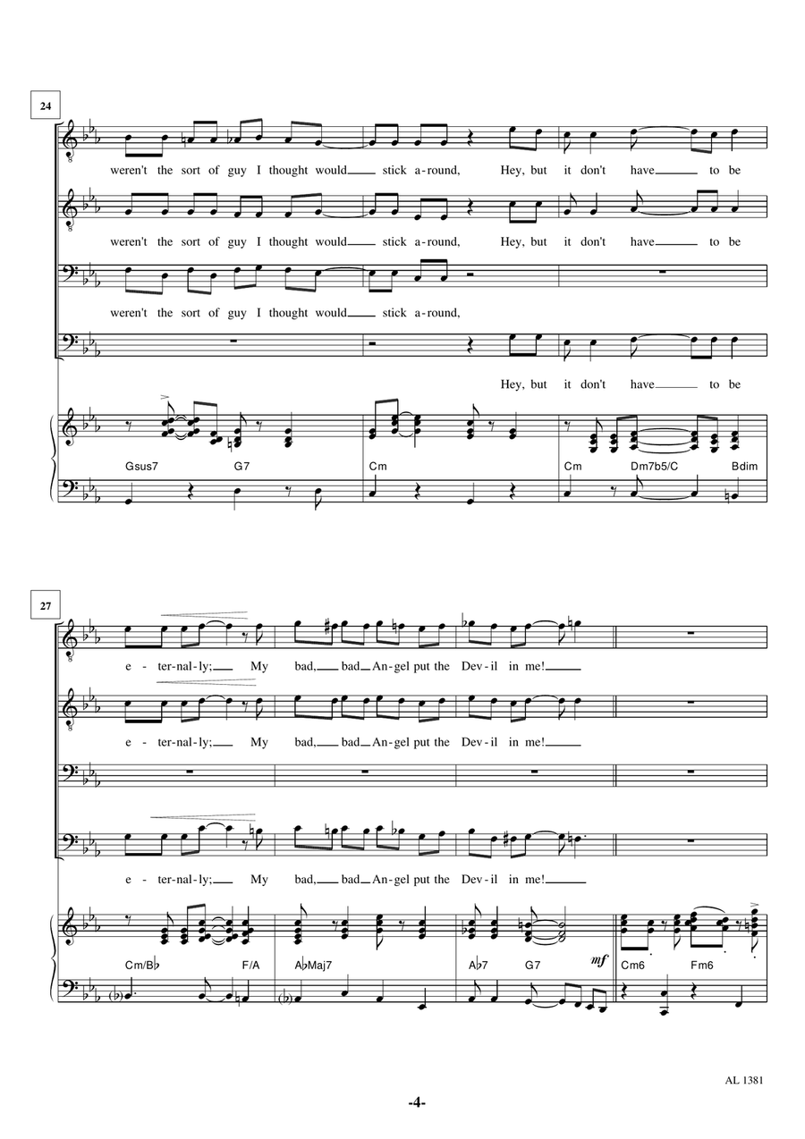 My Angel Put The Devil In Me TTBB scores gallery preview page 4