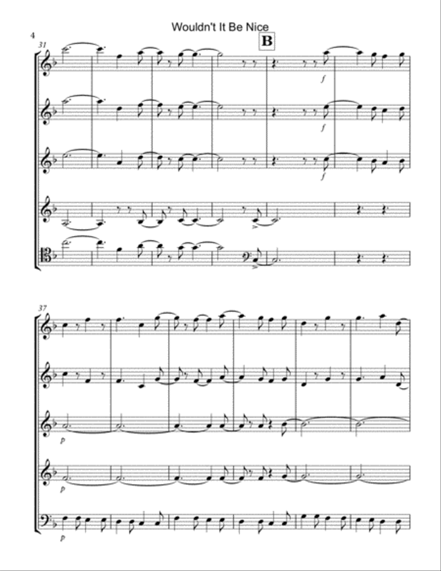 Wouldn't It Be Nice Woodwind Quintet scores gallery preview page 4
