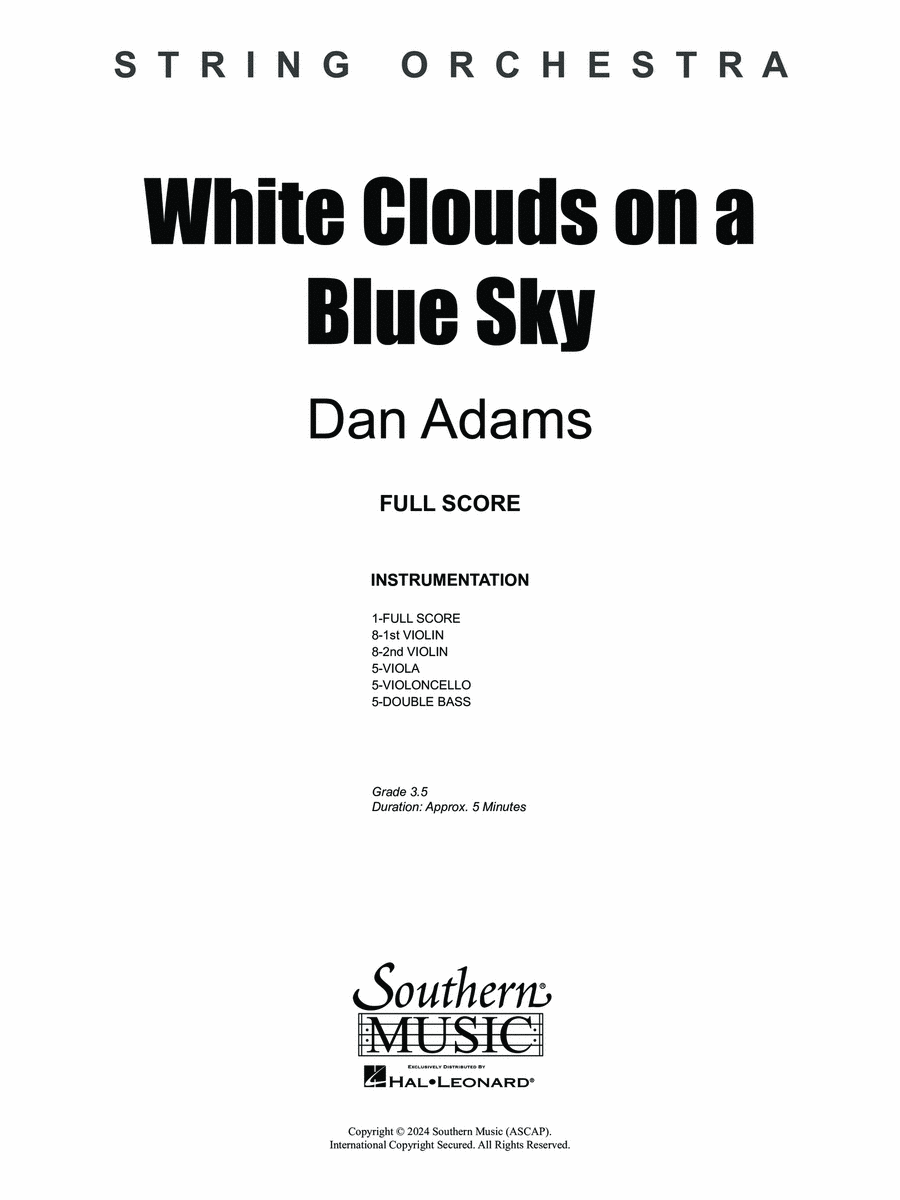 White Clouds On A Blue Sky - Full Score String Orchestra scores gallery preview page 1