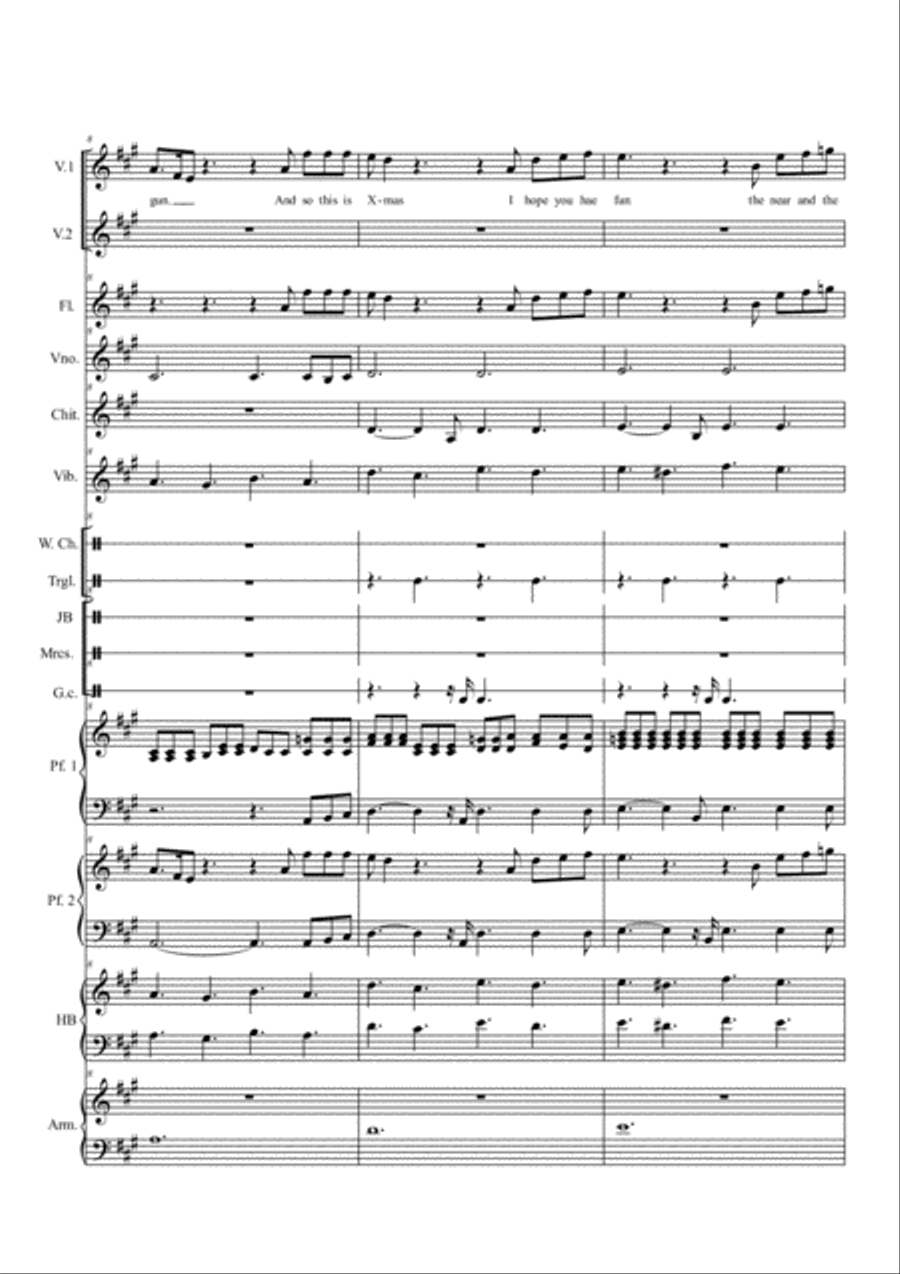Happy Xmas (War Is Over) Handbell Choir scores gallery preview page 3