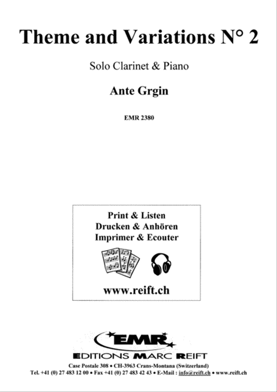 Theme and Variations No. 2 Clarinet Solo scores gallery preview page 2