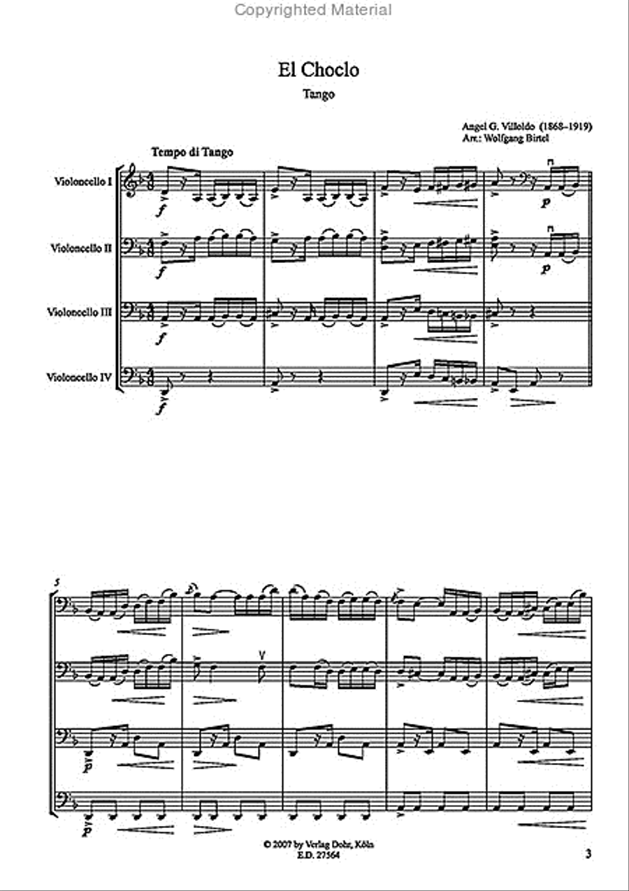 El Choclo -Tango- (für vier Violoncelli) Cello scores gallery preview page 2