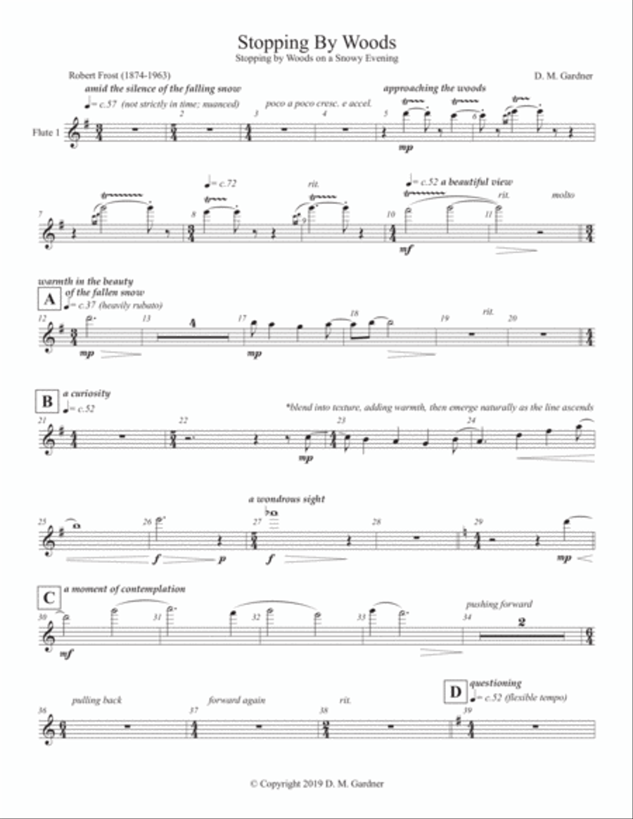 Stopping by Woods (Robert Frost) - INSTR PARTS (FULL ORCH)