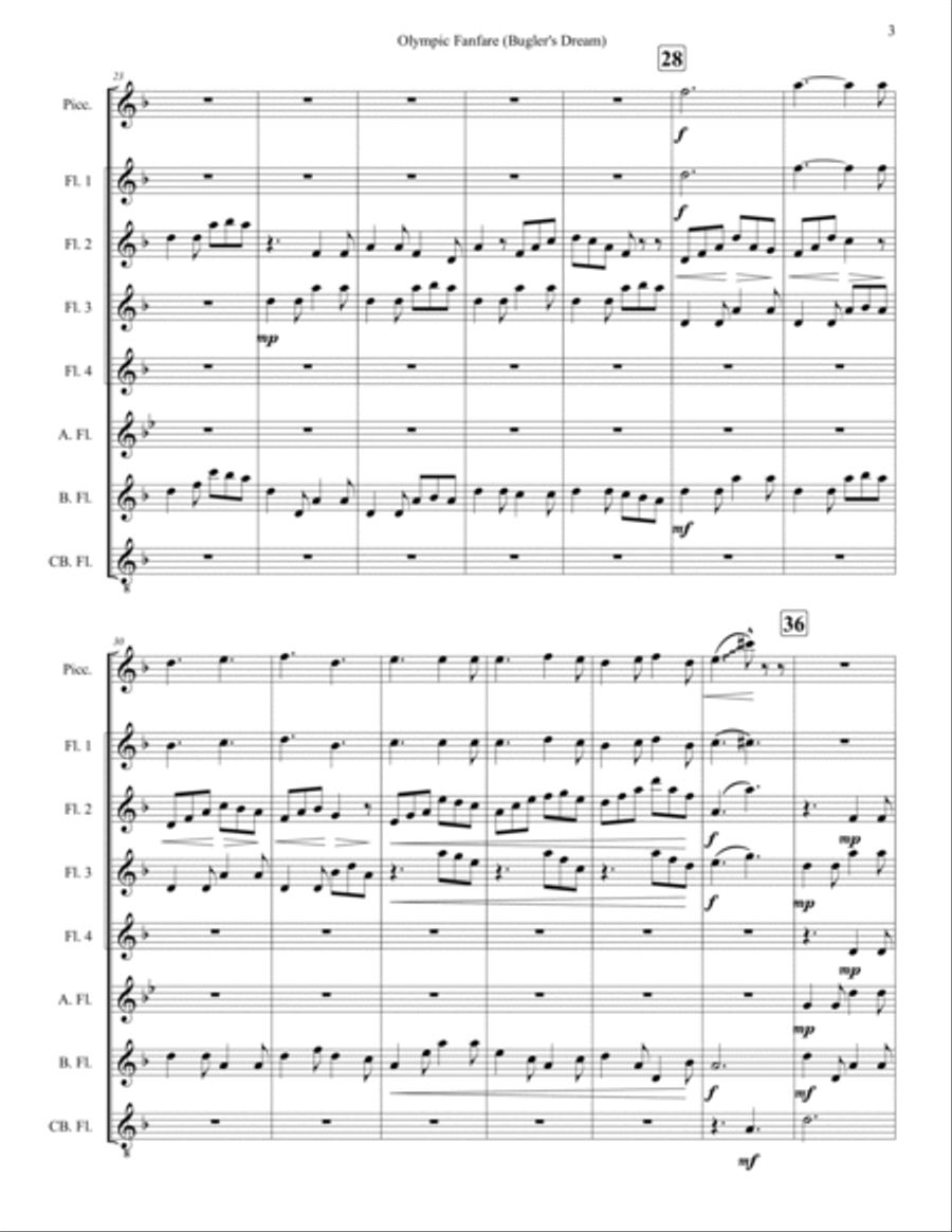 Bugler's Dream (Olympic Fanfare) Flute Choir scores gallery preview page 3