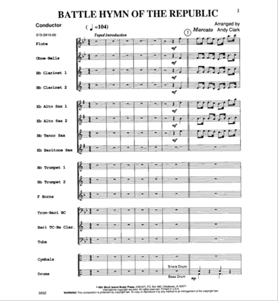 Battle Hymn of the Republic Concert Band scores gallery preview page 2