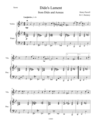 Book cover for Dido's Lament (Violin Solo with Piano Accompaniment)