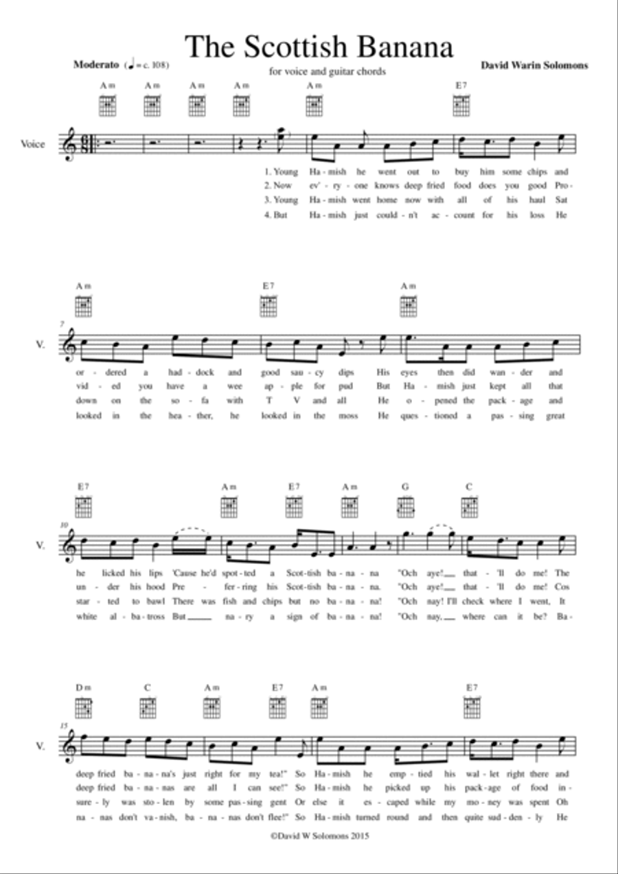 The Scottish Banana for voice and guitar chords Acoustic Guitar scores gallery preview page 2