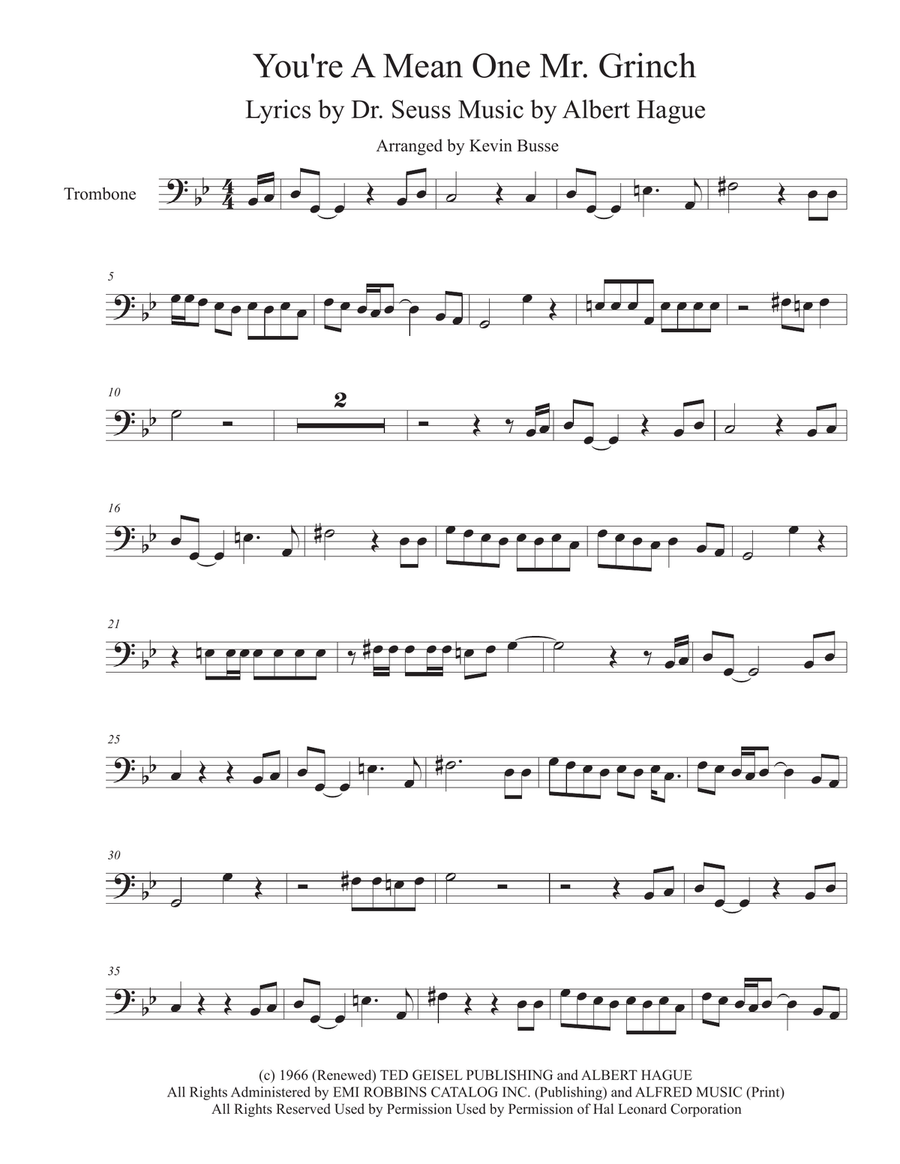 You're A Mean One, Mr. Grinch Trombone Solo scores gallery preview page 1