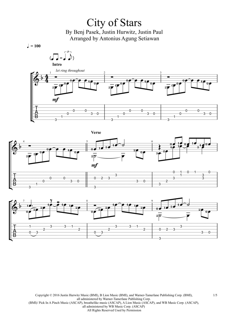 City Of Stars Acoustic Guitar scores gallery preview page 1