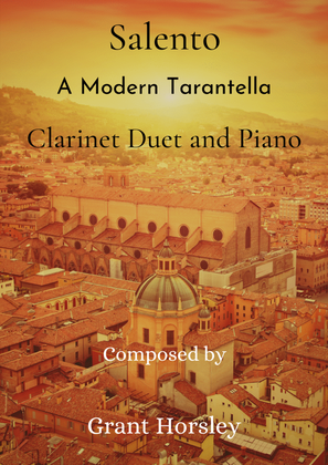 Book cover for "Salento" A Modern Tarantella for Clarinet Duet and Piano- Intermediate