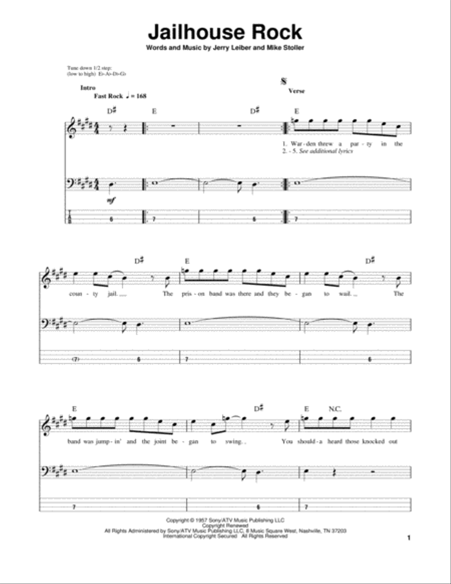 Jailhouse Rock Jailhouse Rock Bass Guitar Tablature scores gallery preview page 1