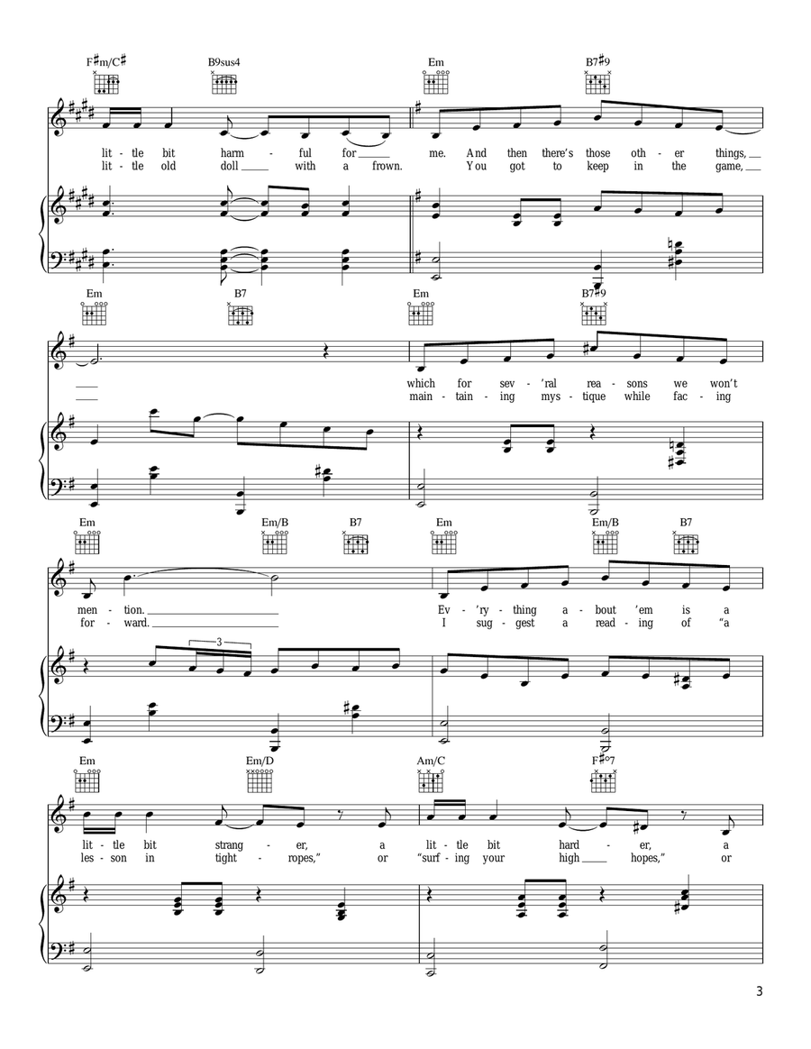 Cigarettes And Chocolate Milk Piano, Vocal, Guitar scores gallery preview page 3