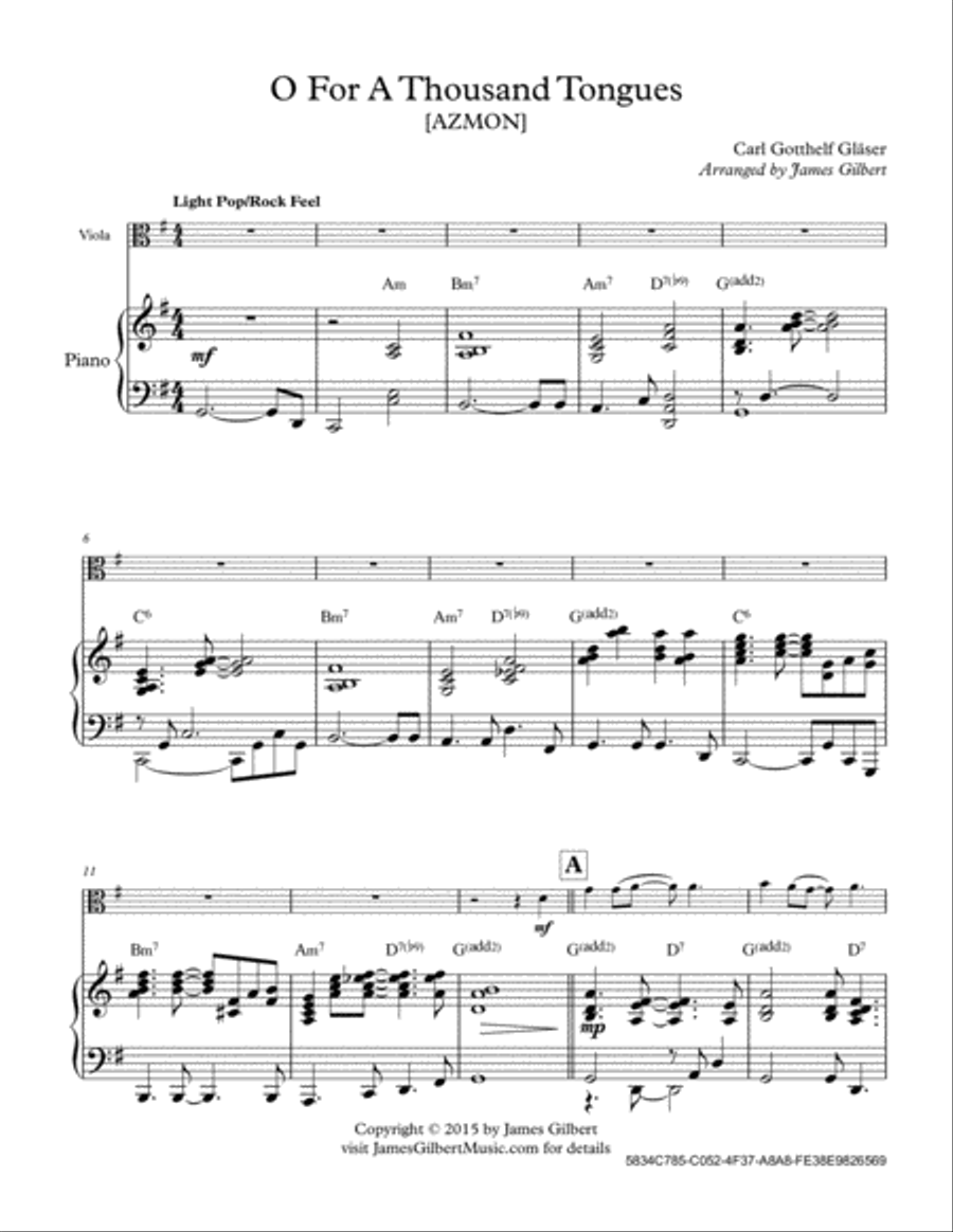 O For A Thousand Tongues Viola scores gallery preview page 2