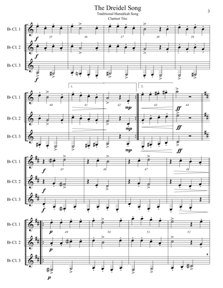 The Dreidel Song - Clarinet Trio - Intermediate image number null