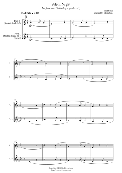 Silent Night (for flute duet, suitable for grades 1-5) image number null