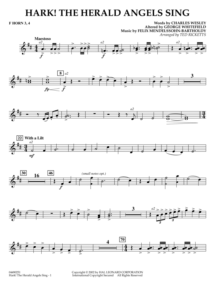 Hark! The Herald Angels Sing (arr. Ted Ricketts) - Bb Trumpet 3 Full Orchestra scores gallery preview page 1