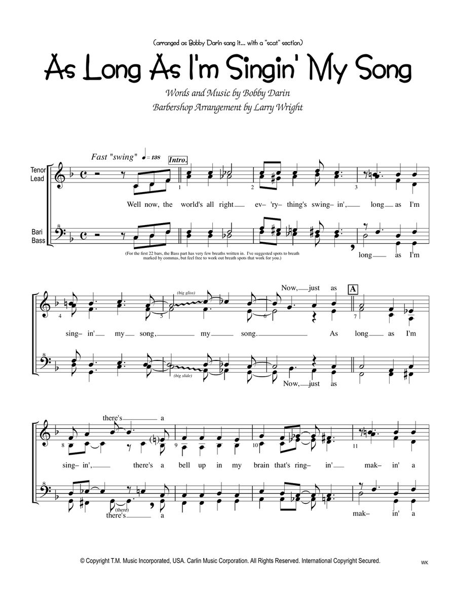 As Long As I'm Singing SSAA scores gallery preview page 1