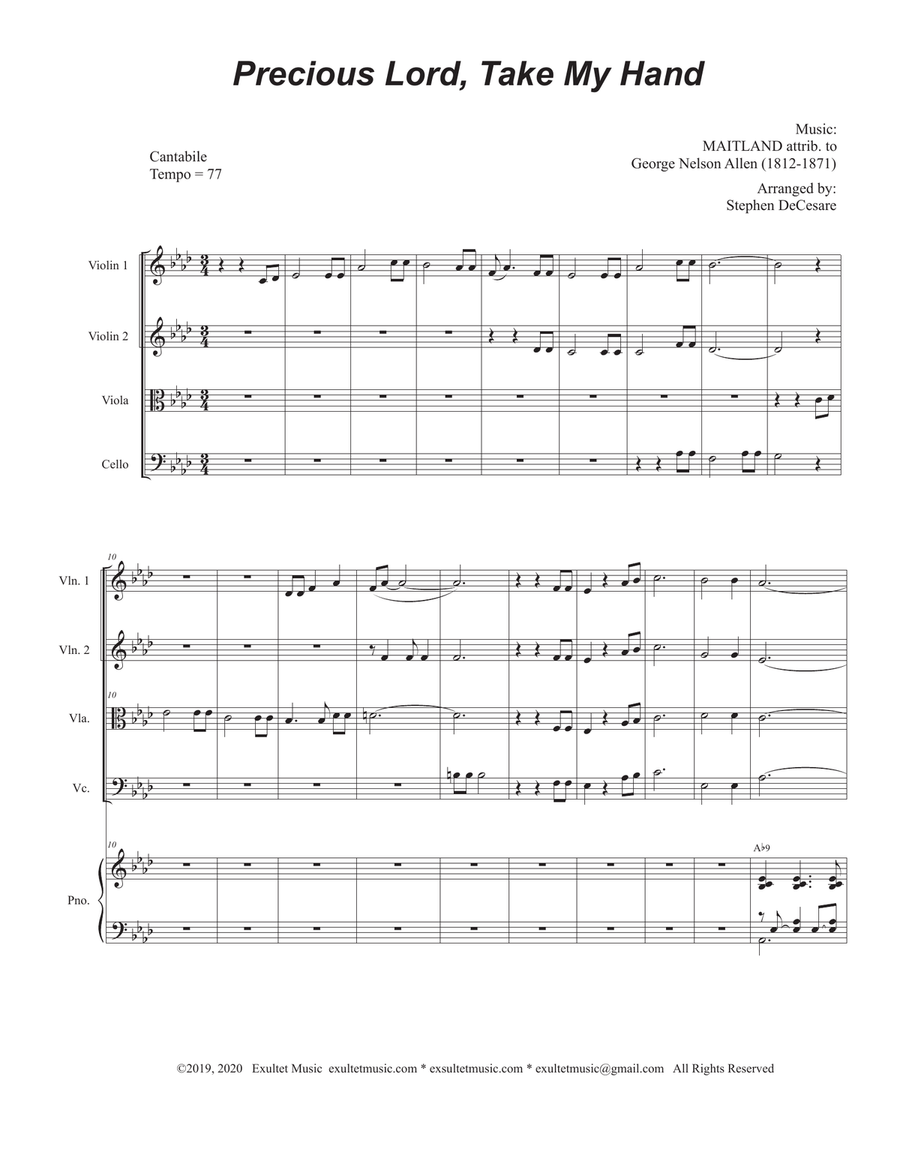 Precious Lord, Take My Hand (String Quartet and Piano) Piano Quintet scores gallery preview page 2