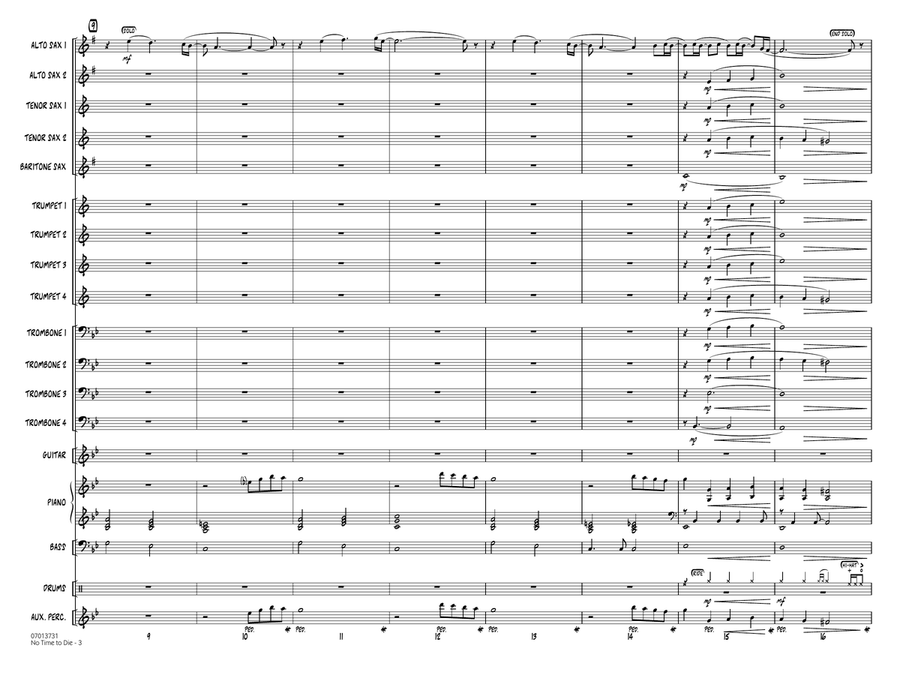 No Time to Die (from No Time To Die) (arr. Paul Murtha) - Conductor Score (Full Score) Jazz Ensemble scores gallery preview page 3