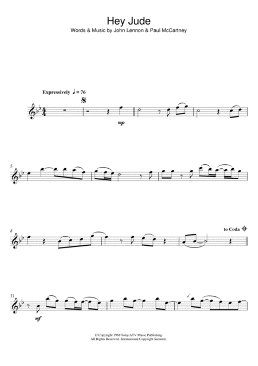 Hey Jude Flute Solo scores gallery preview page 1