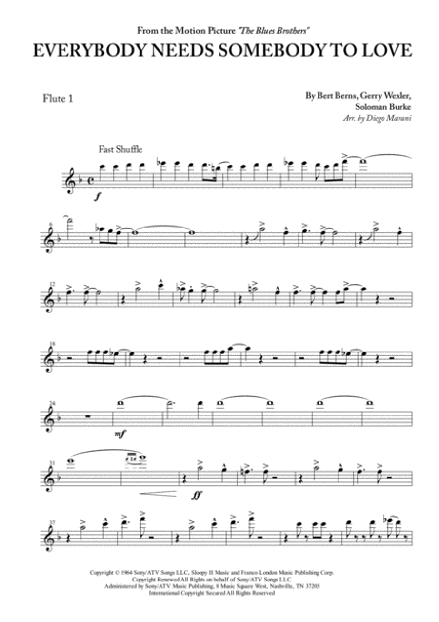 Everybody Needs Somebody To Love Woodwind Quartet scores gallery preview page 1