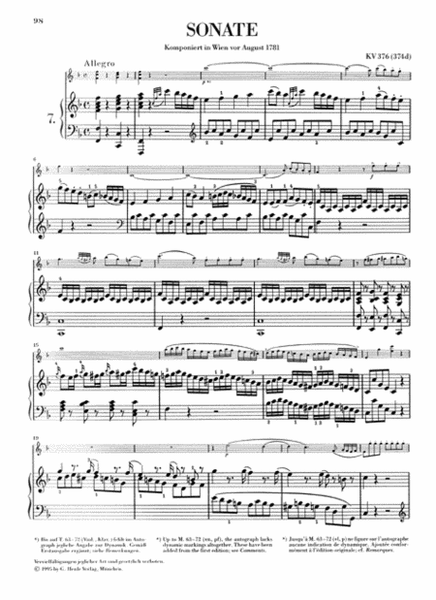 Sonatas for Piano and Violin – Volumes I-III