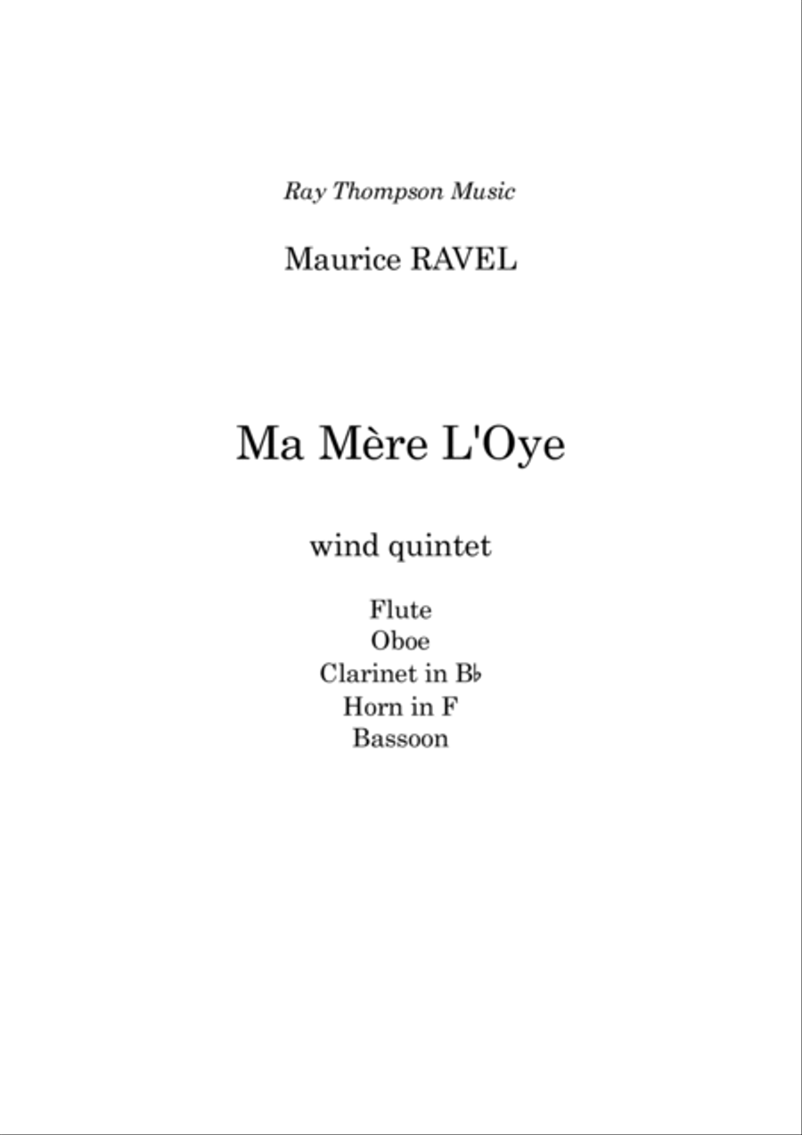 Ravel: Ma Mère L'Oye (Mother Goose Suite) (Complete) - wind quintet Woodwind Quintet scores gallery preview page 2