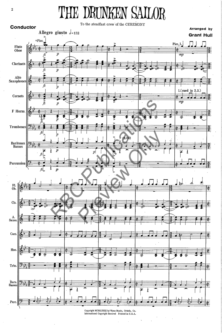 Drunken Sailor Concert Band scores gallery preview page 3