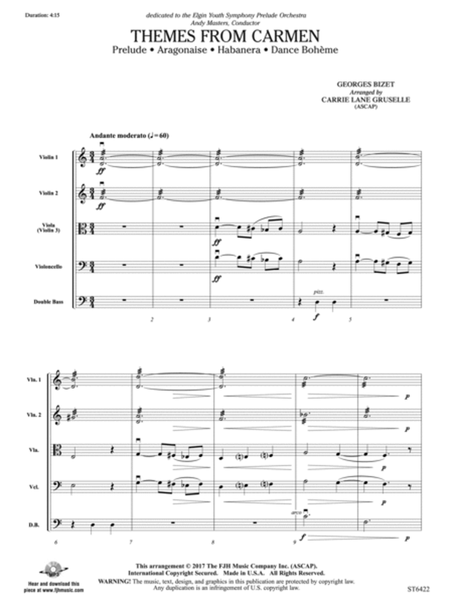 Themes from Carmen: Score