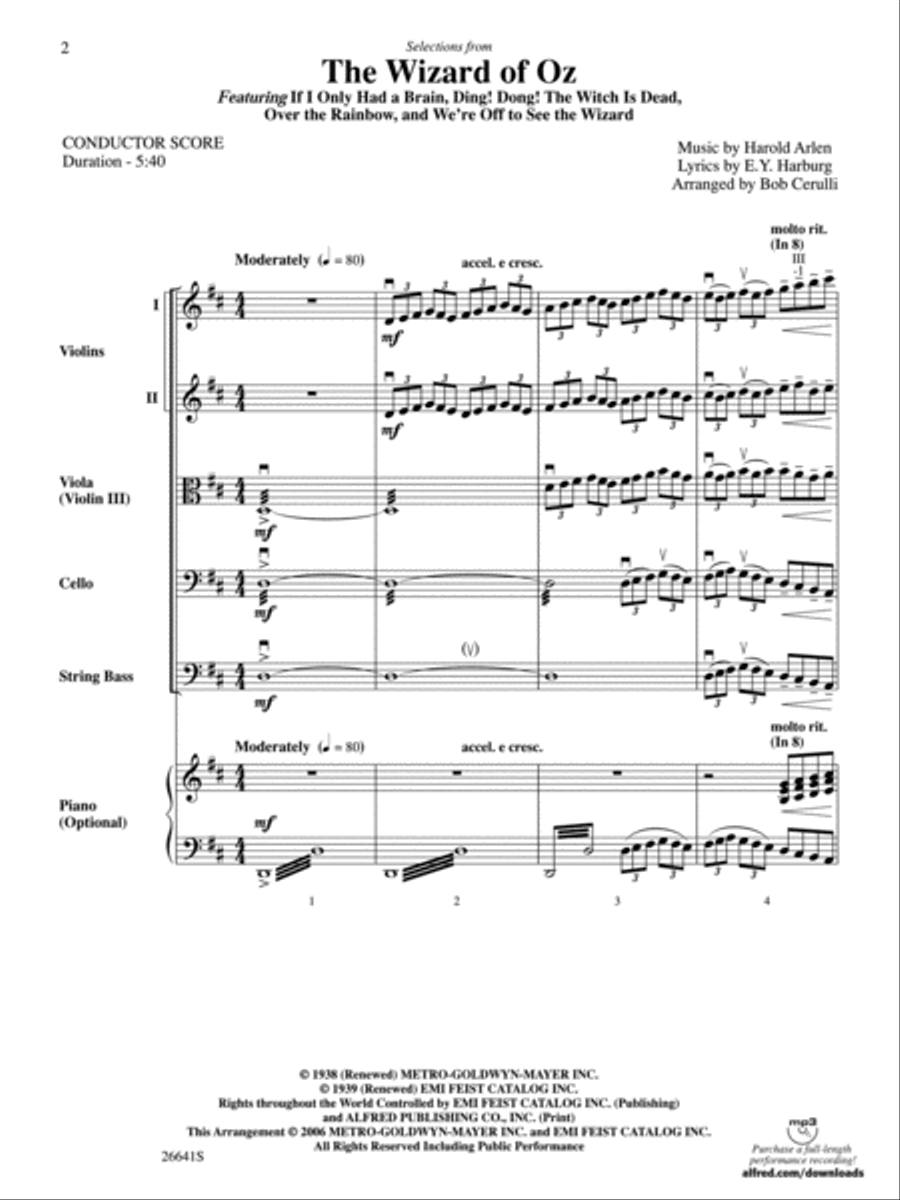 The Wizard of Oz The Wizard of Oz String Orchestra scores gallery preview page 2