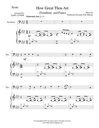 HOW GREAT THOU ART, Trombone and Piano (Score & Parts included)