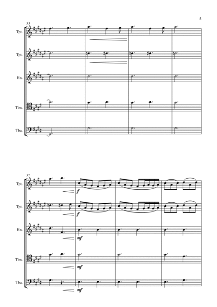 Morning Mood (Peer Gynt Suite N.1, Op 46) Brass Quintet scores gallery preview page 5