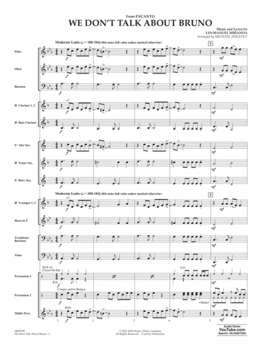 We Don't Talk About Bruno (from Encanto) (arr. Michael Sweeney) - Conductor Score (Full Score)