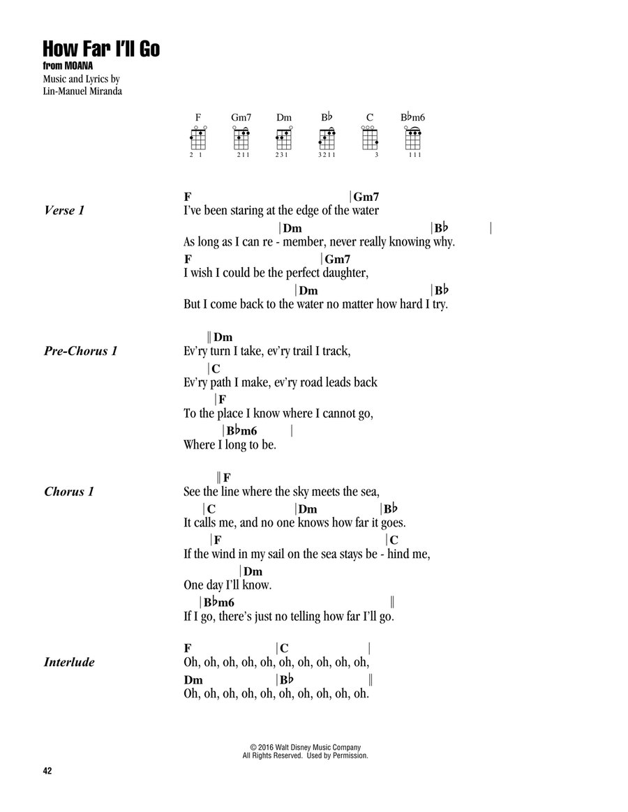 How Far I'll Go (from Moana) Ukulele scores gallery preview page 1