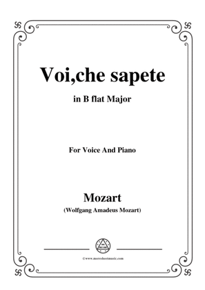 Book cover for Mozart-Voi,che sapete,in B flat Major,for Voice and Piano