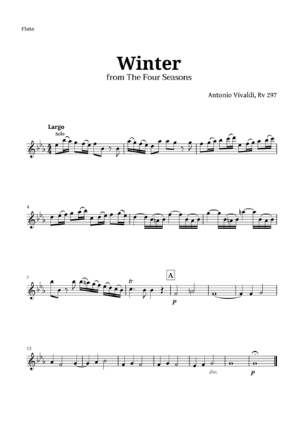 Largo from Winter by Vivaldi for Woodwind Quartet image number null