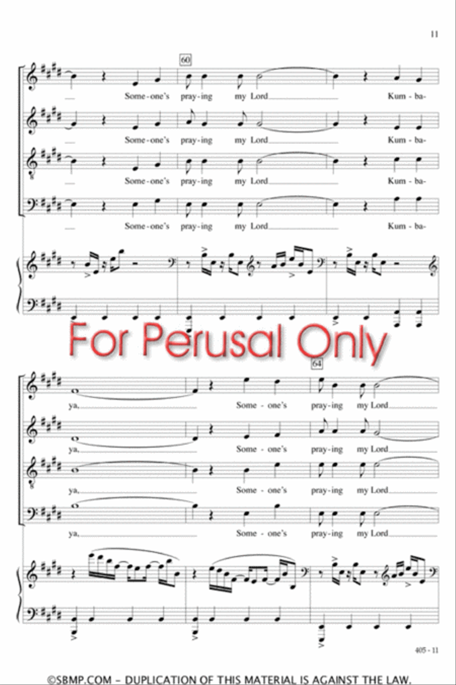 Kumbaya - SATB Octavo 4-Part scores gallery preview page 11
