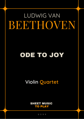 Ode To Joy - Easy Violin Quartet (Full Score and Parts)