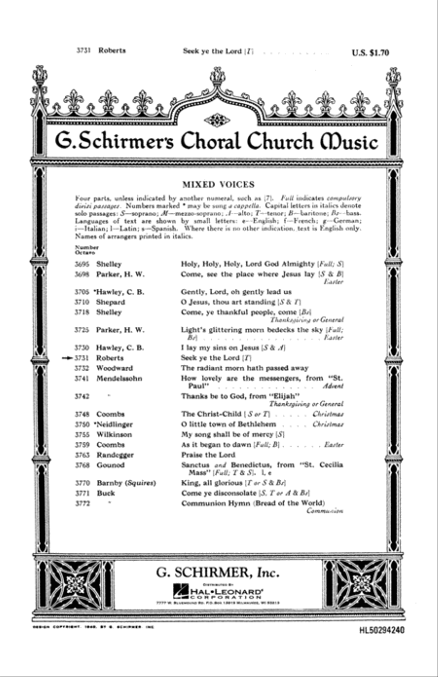 Seek Ye the Lord 4-Part scores gallery preview page 1