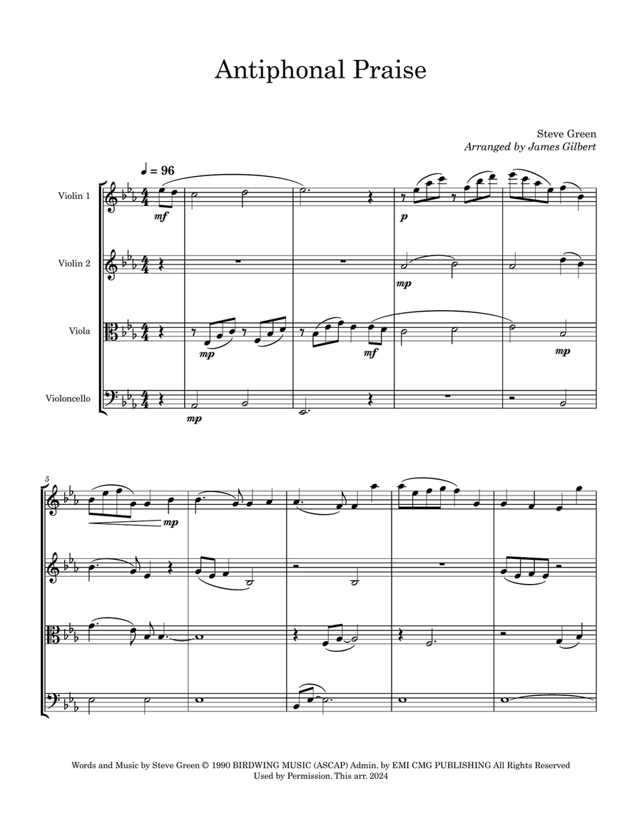 Antiphonal Praise (We Worship You) String Quartet scores gallery preview page 3