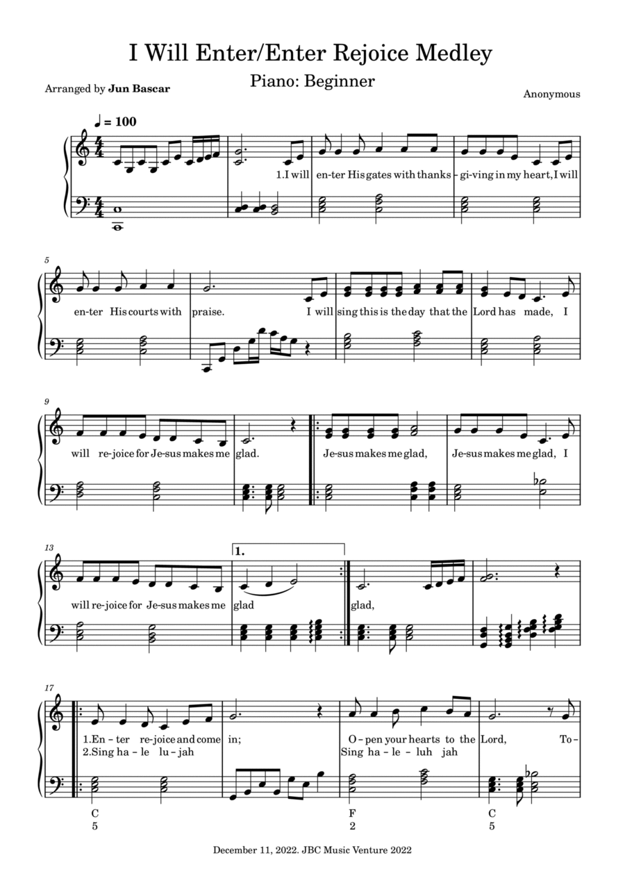 I Will Enter His Courts/Enter Rejoice Medley A Cappella scores gallery preview page 1