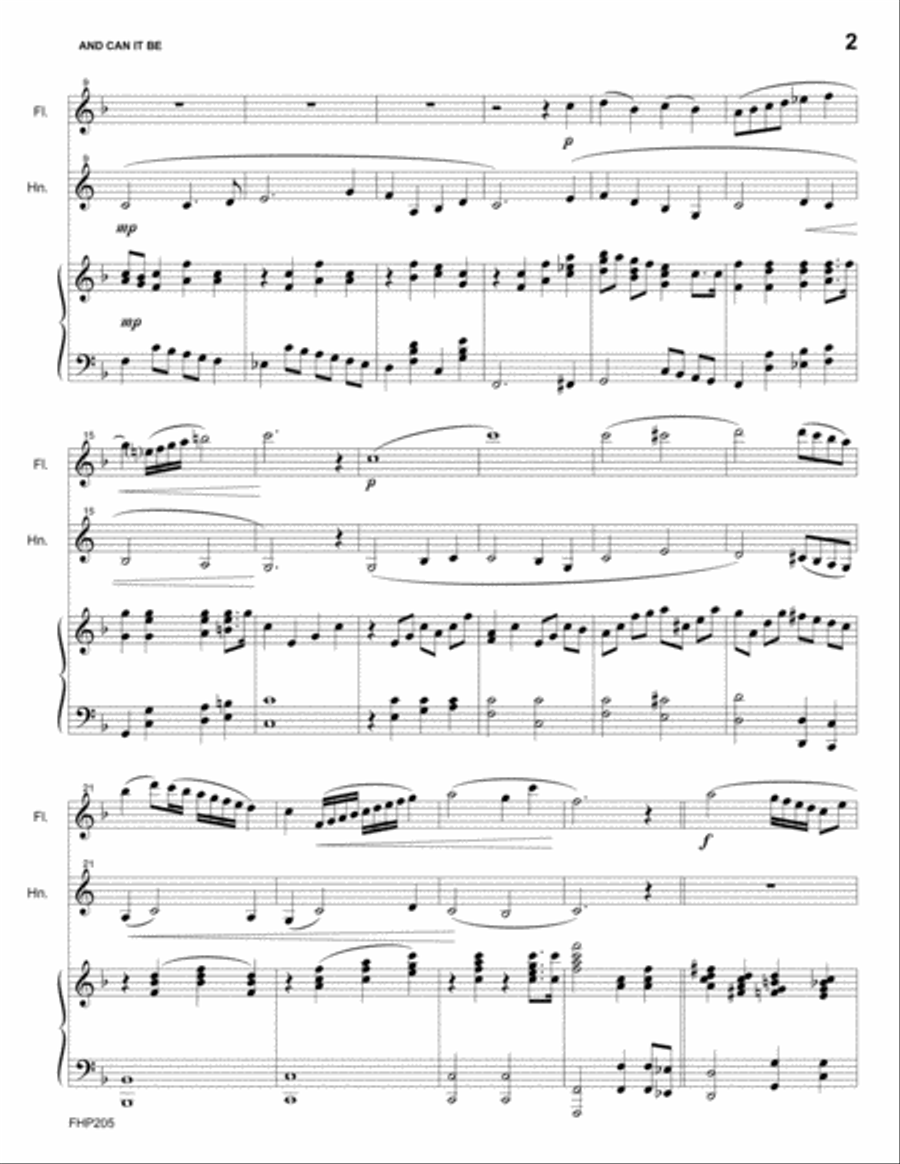AND CAN IT BE - FLUTE & HORN with Piano Accompaniment Small Ensemble scores gallery preview page 2