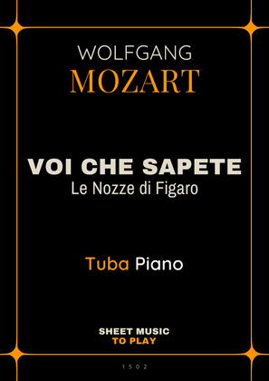 Voi Che Sapete from Le Nozze di Figaro - Tuba and Piano (Full Score and Parts)
