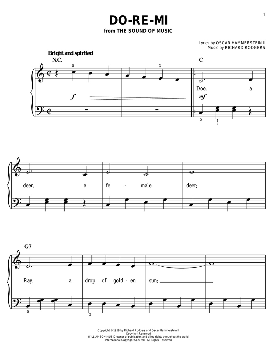 Do-Re-Mi (from The Sound of Music) Easy Piano scores gallery preview page 1